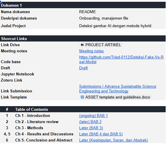 a picture that shows the dashboard, it consists of Shortcut Links and Table of Contents